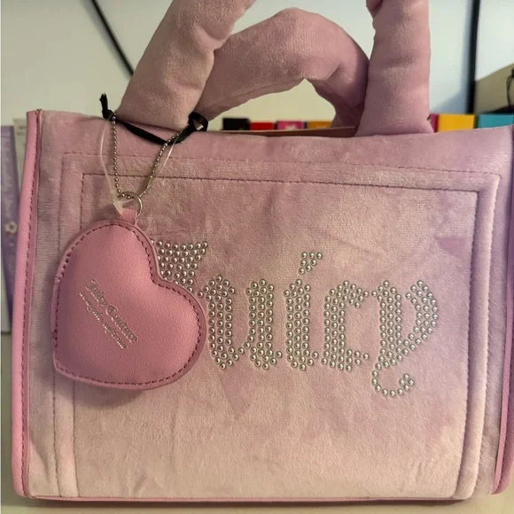 Juicy Couture Light Pink Velvet Tote - Picture 1 of 8